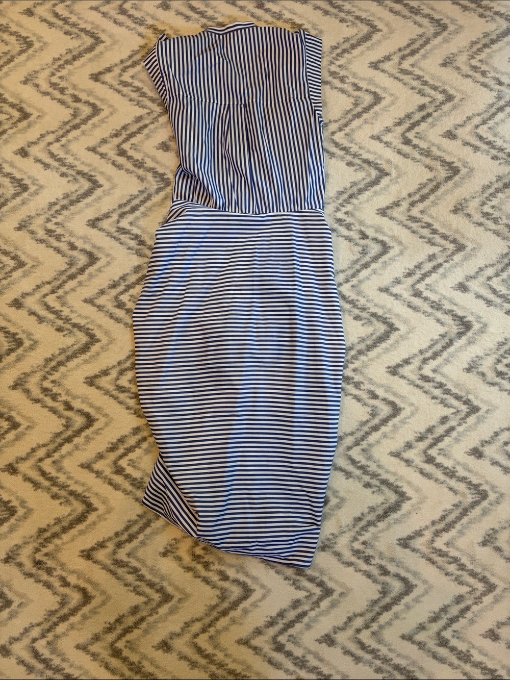 Veronica Beard Blue and White Striped Midi Dress - Picture 7 of 9